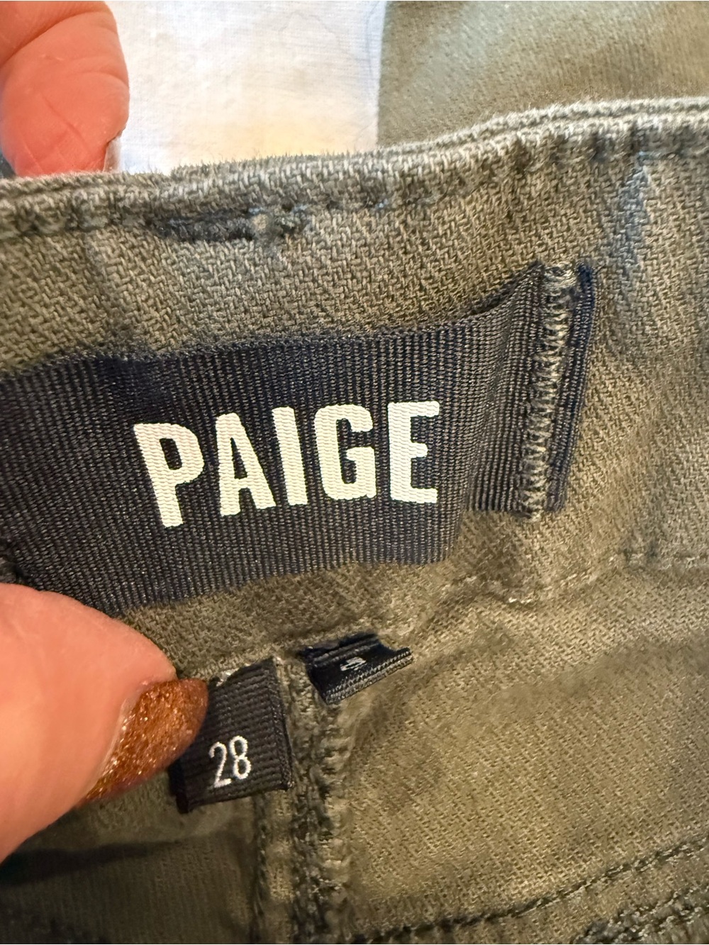 PAIGE Vintage Forester Green Ari Waistband Tie and Stitch Utility Pockets Pant - Picture 12 of 14